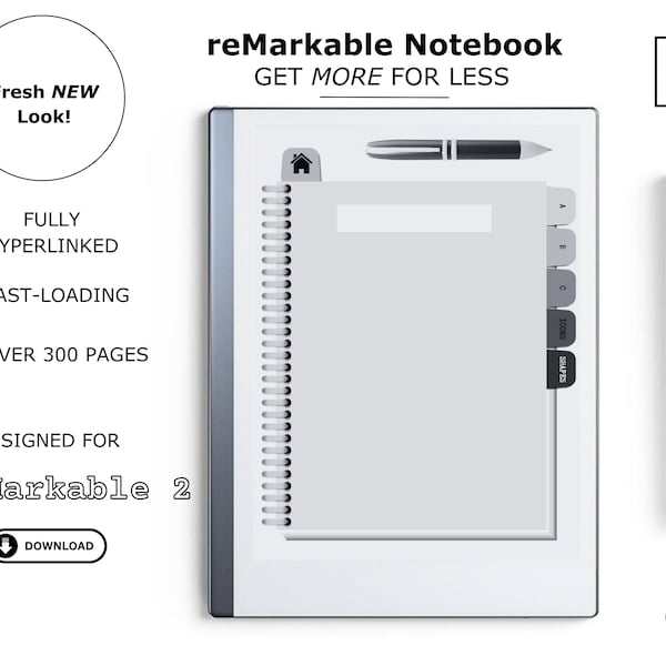 Blank Remarkable Notebook, Hyperlinked Digital Notebook, For Remarkable, Interactive PDF, Remarkable Daily Notebook, Digital Notebook