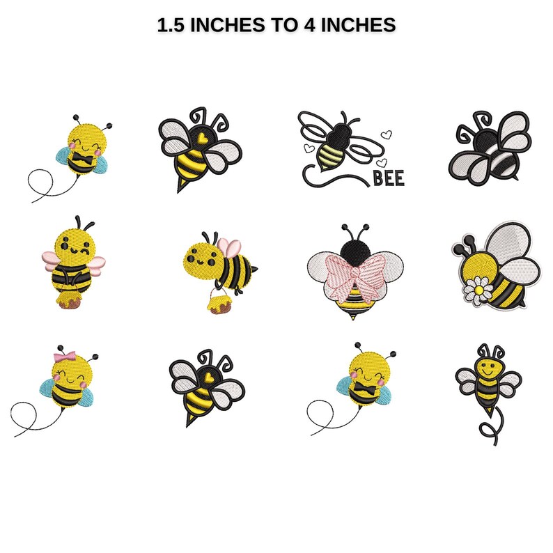 Mini Bees Embroidery Machine Design, Cute Flying Honey Bee Design ...