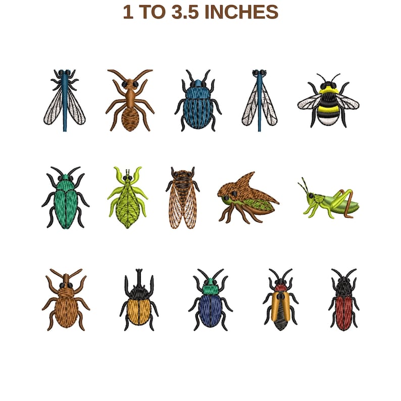 Mini Bugs Insects Embroidery Designs Bundle, Machine Embroidery ...