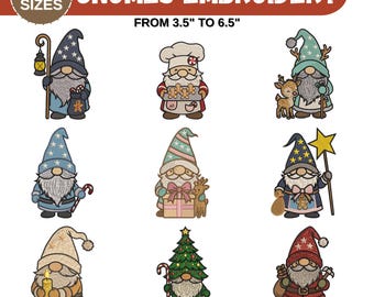 Christmas Gnome Embroidery Machine Design, Lantern Winter Holiday, Elf Gnome Embroidery, Santa Wizard Baking Gnome,7 Sizes, Instant Download