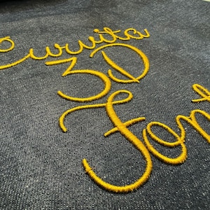 Curvita 3D パフ フォント 機械刺繍デザイン、フル アルファベット デザイン、大文字小文字、BX フォント - 5 サイズ - 即時ダウンロード