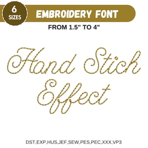 Hand Chain Stitch Font Dense Chain Machine Embroidery Designs, Script Font, A-Z sorted, Monogram fonts, 6 Sizes, PES DST - Instant Download