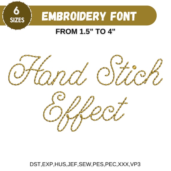 Hand Chain Stitch Font Dense Chain Machine Embroidery Designs, Script Font, A-Z sorted, Monogram fonts, 6 Sizes, PES DST - Instant Download
