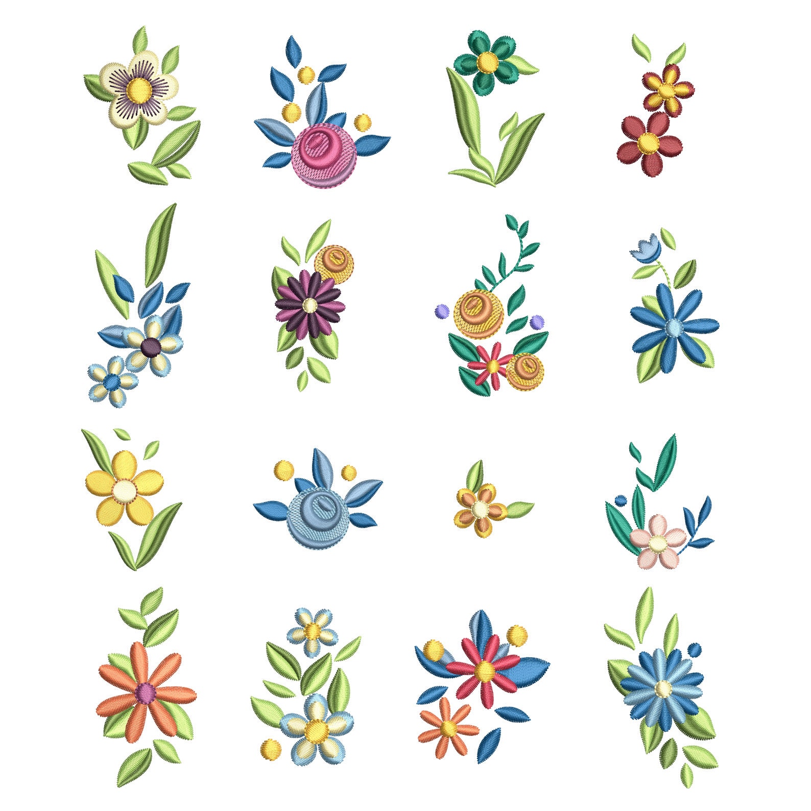 30 Mini Flowers Machine Embroidery Designs, Mini Floral Designs ...