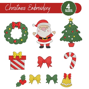 Mini Christmas Embroidery design, Merry Christmas Bundle, Machine embroidery designs, Machine files, 8 Designs, 4 Sizes, Instant download