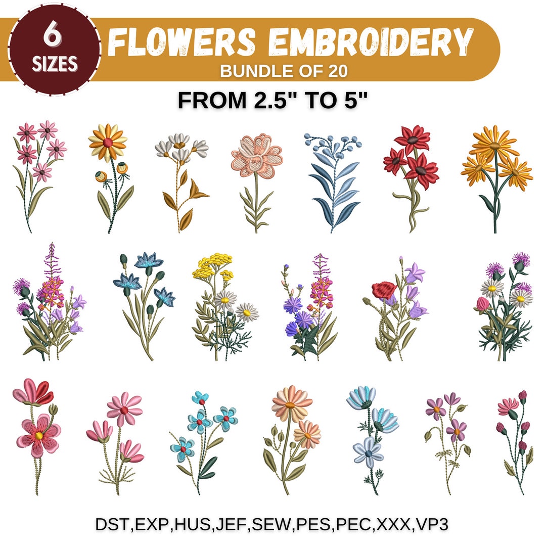 Flowers Machine Embroidery Designs, Mini Flower Designs, Birth Month ...