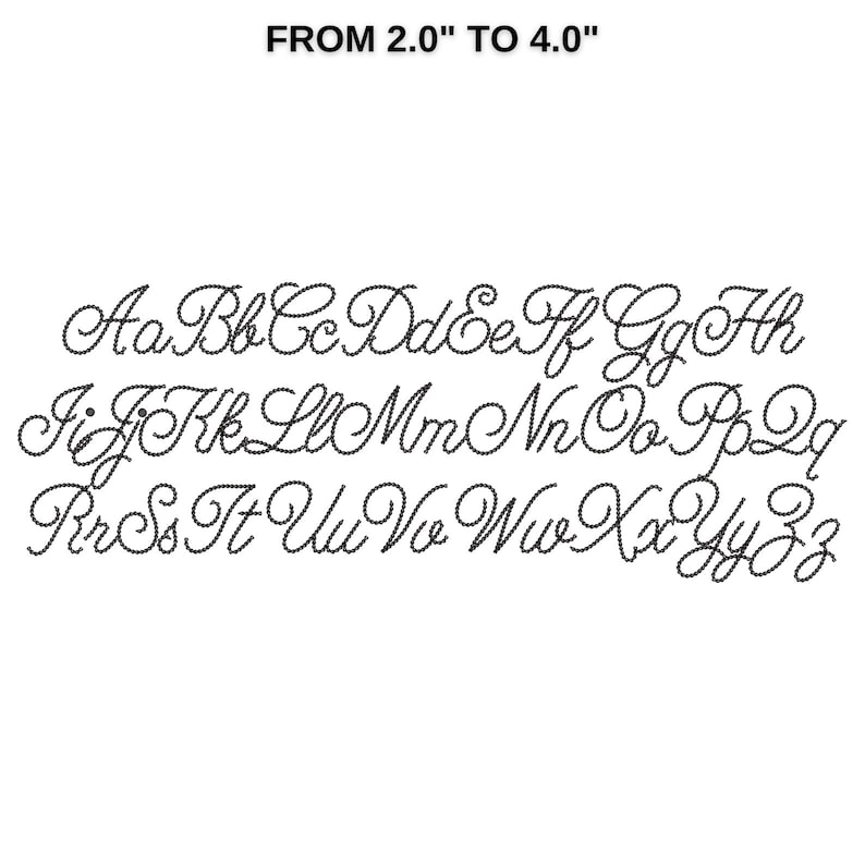 Chain Script Caligraphy Bold Chain Stitch Font Dense Chain Machine Embroidery Designs, Script ...
