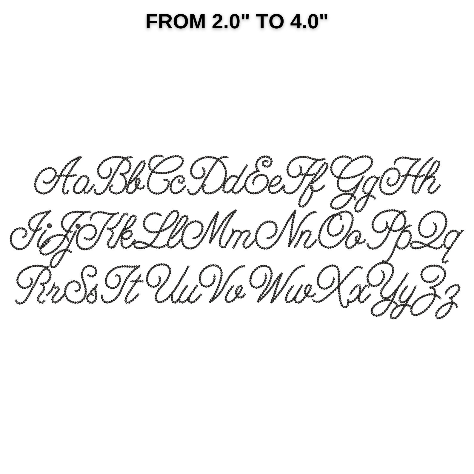 Bold Chain Stitch Font Dense Chain Machine Embroidery