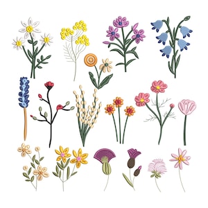 Floral Machine Embroidery Design Bundle, Mini Flower Designs, Satin ...
