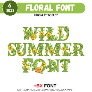 Floral Font Embroidery, A-Z Full Flower Alphabet Machine Embroidery Designs, Uppercase Letters, PES DST etc - 6 sizes - Instant Download