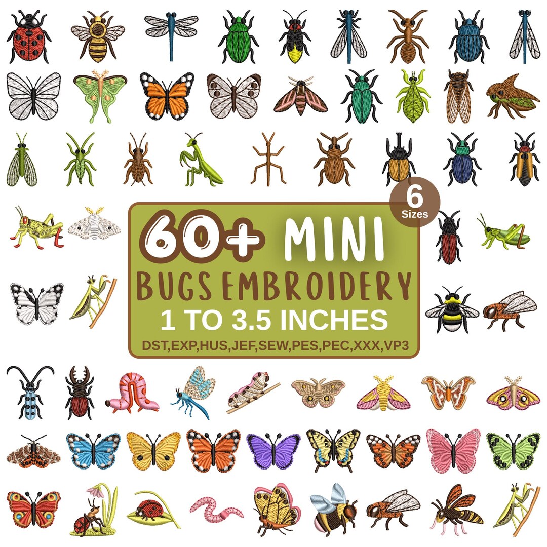 Mini Bugs Insects Embroidery Designs Bundle, Machine Embroidery ...