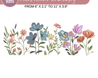 Wildflower Meadow Machine Borduurontwerp, Boho Flower, Daisy, Wilde bloemen, Wildflower Borduurbundel, 6 maten, Instant Download