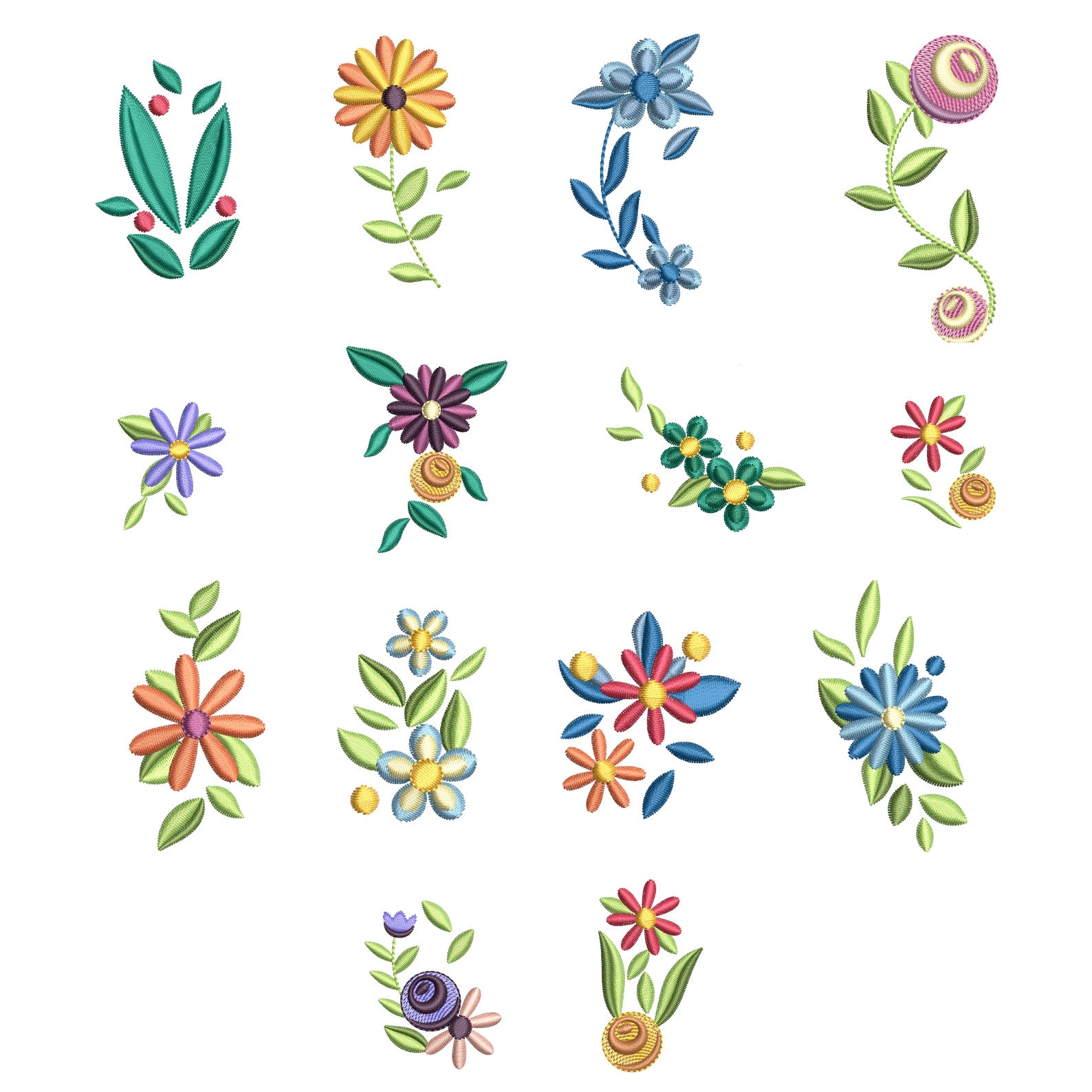 30 Mini Flowers Machine Embroidery Designs, Mini Floral Designs ...