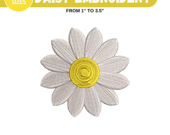 Mini weißes Gänseblümchen Maschinenstickdatei, Herbst Stickdatei, Baby Blume Stickerei, Gänseblümchen Blumenmuster, 6 Größen - Instant Download