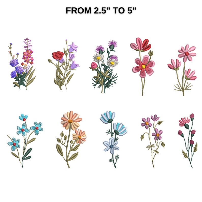 Flowers Machine Embroidery Designs, Mini Flower Designs, Birth Month ...