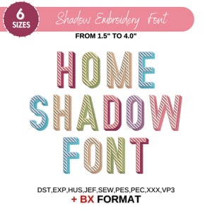Shadow Font machine embroidery design, Block Shadow Font, Uppercase Letters, 2 Colors, BX font,,  PES DST etc - 6 sizes - Instant Download