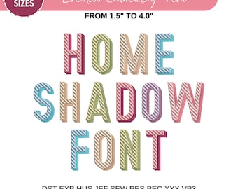 Shadow Font machine embroidery design, Block Shadow Font, Uppercase Letters, 2 Colors, BX font,,  PES DST etc - 6 sizes - Instant Download