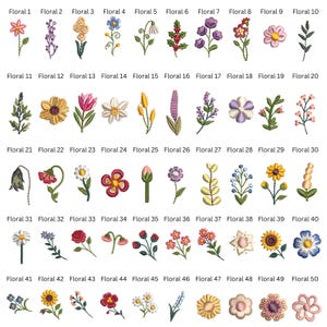 Floral Machine Embroidery Design Bundle, Mini Flower Designs, Satin ...