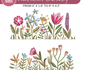 Wildflower Meadow Machine-borduurontwerp, Cottagecore-wilde bloemen, Boho Flower, Wildflower-borduurbundel, 6 maten, Instant Download