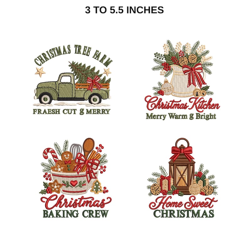 Gingerbread Ranch Set Christmas Kitchen Tea Towel Embroidery Designs, 16 Vintage Sayings ...