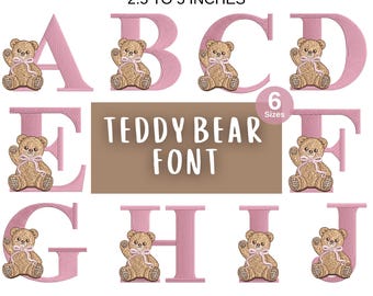 Cute Teddy Bear Monogram Machine Embroidery Designs, Valentines Gift Bear, Bow, Balloon, Heart, Love, 6 Sizes, Instant Download