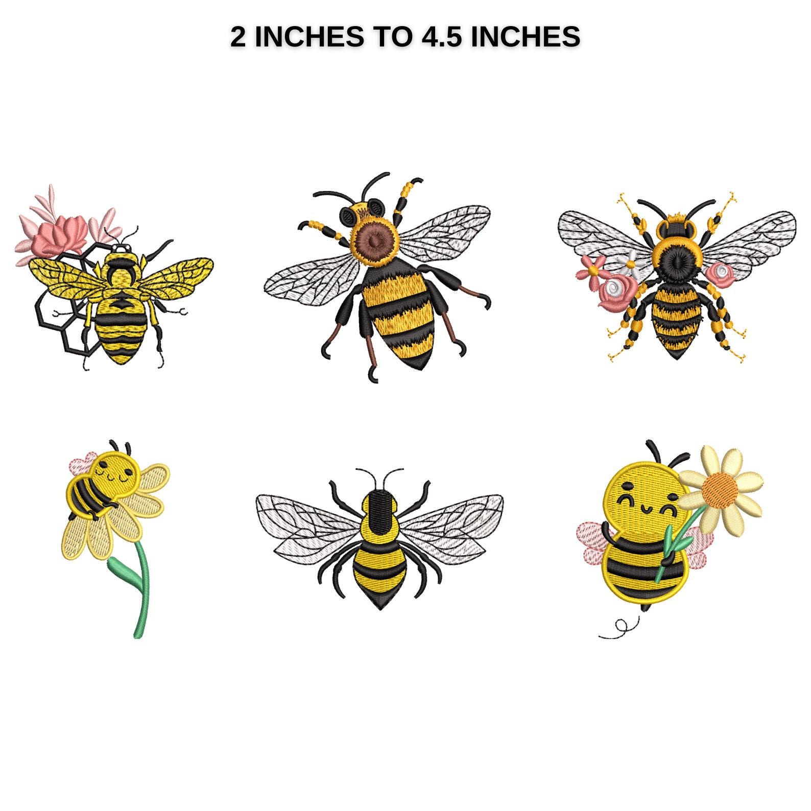 Mini Bees Embroidery Machine Design, Cute Flying Honey Bee Design ...