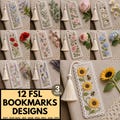 FSL Bookmark Machine Embroidery Design Set, Free Standing Lace Floral Bookmarks, In the Hoop Butterfly Bird Pattern, Book Lover Gift