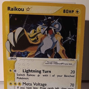 Raikou Gold Star English 2005 - Perfect Gift for Poke fans - NOT real just for show - Proxy NOT replica