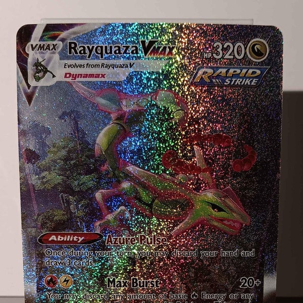 Rayquaza VMAX - Evolving Skies - 218/203 / Secret Rare - Perfect Gift for Poke fans - NOT real just for show - Proxy NOT replica