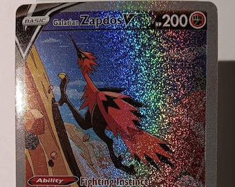 Galarian Zapdos V - Chilling Reign - 174/198 / Secret Rare - Perfect Gift for Poke fans - NOT real just for show - Proxy NOT replica
