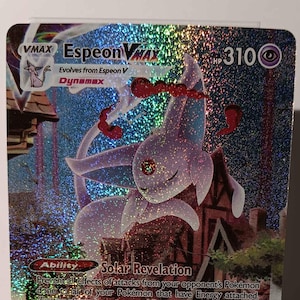 Espeon VMAX - Fusion Strike - 270/264 / Secret Rare - Perfect Gift for Poke fans - NOT real just for show - Proxy NOT replica