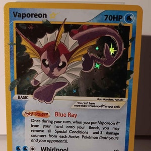 Vaporeon Gold Star English 2007 - Perfect Gift for Poke fans - NOT real just for show - Proxy NOT replica
