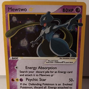 Mewtwo Gold Star English 2006 - Perfect Gift for Poke fans - NOT real just for show - Proxy NOT replica
