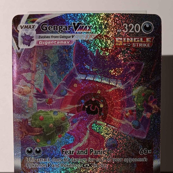 Gengar VMAX - Fusion Strike - 271/264 / Secret Rare - Perfect Gift for Poke fans - NOT real just for show - Proxy NOT replica