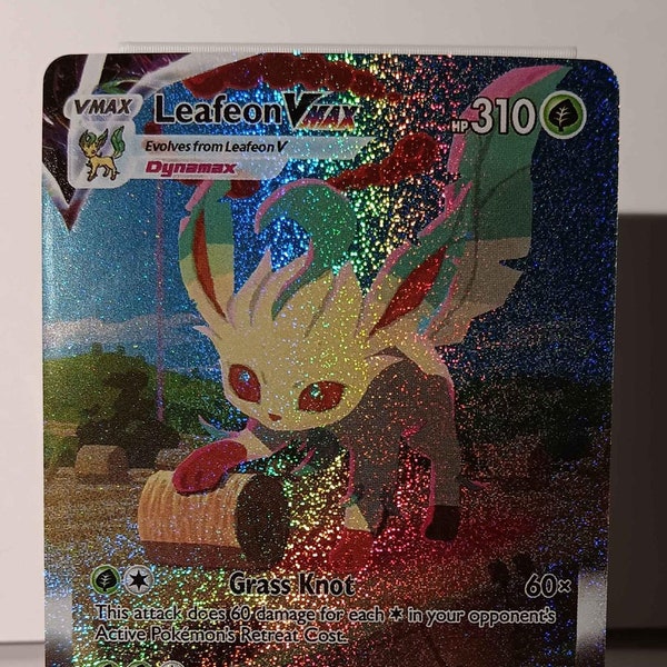 Leafeon VMAX (Secret) - Evolving Skies - 205/203 / Secret Rare - Perfect Gift for Poke fans - NOT real just for show - Proxy NOT replica