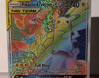 pokemon pikachu and zekrom gold card Pikachu & Zekrom GX Tag Team SM12a 221/173 UR Card main image 0