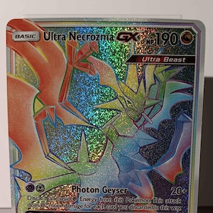 Ultra Necrozma GX - Forbidden Light - 140/131 / Secret Rare - Perfect Gift for Poke fans - NOT real just for show - Proxy NOT replica