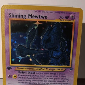 Shining Mewtwo 1st Edition - Neo Destiny (N4) - Perfect Gift for Poke fans - NOT real just for show - Proxy NOT replica