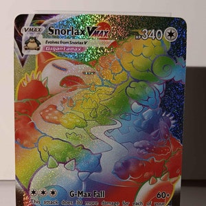 Snorlax VMAX - Sword & Shield Base Set - 206/202 / Secret Rare - Perfect Gift for Poke fans - NOT real just for show - Proxy NOT replica