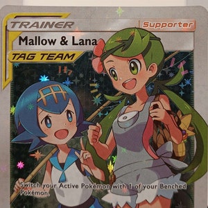 Mallow & Lana Full Art - Cosmic Eclipse - 231/236 / Ultra Rare - Perfect Gift for Poke fans - NOT real just for show - Proxy NOT replica