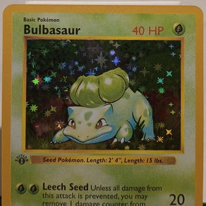 Bulbasaur 1st Edition Shadowless - Perfect Gift for kids or Poke fans - NOT real just for show - Proxy NOT replica - Might NOT be perfect