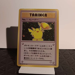Pikachu Trophy Card 1997 NO. 1 Trainer - Perfect Gift for Poke fans - NOT real just for show - Proxy NOT replica