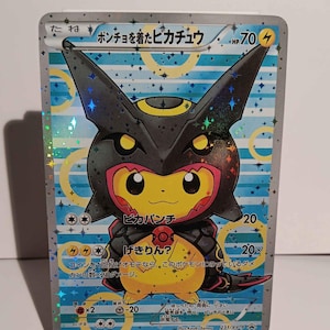 2016 Black Rayquaza Pikachu Poncho Star Foil - Perfect for kids or Poke fans-NOT real just for show_Proxy NOT replica - Might NOT be perfect