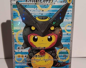 2016 Black Rayquaza Pikachu Poncho Star Foil - Perfect for kids or Poke fans-NOT real just for show_Proxy NOT replica - Might NOT be perfect