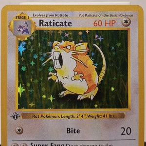 Raticate 1st Edition Shadowless Proxy - Perfect Gift for kids or Poke fans - NOT real just for show - Proxy NOT replica-Might NOT be perfect
