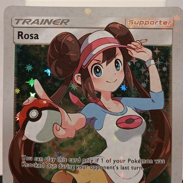 Rosa Full Art - SM - Cosmic Eclipse - 236/236 / Ultra Rare - Perfect Gift for Poke fans - NOT real just for show - Proxy NOT replica