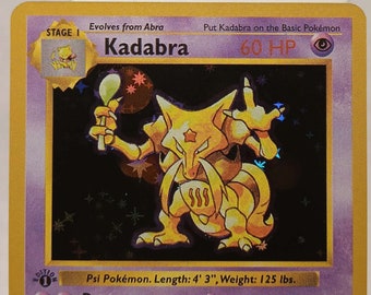 Kadabra 1st Edition Proxy - Perfect Gift for kids or Poke fans - NOT real just for show - Proxy NOT replica - Might NOT be perfect