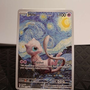 Mew with The Starry Night Van Gogh Inspired - Perfect Gift for Poke fans - NOT real just for show - Proxy NOT replica