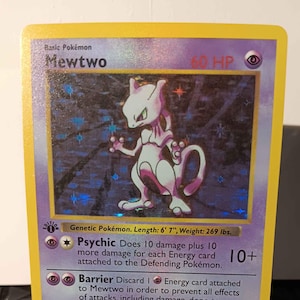 Mewtwo 1st Edition Shadowless - Perfect Gift for kids or Poke fans - NOT real just for show - Proxy NOT replica - Might NOT be perfect