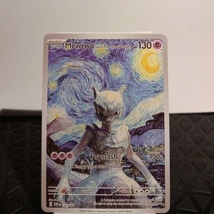 Mewtwo with The Starry Night Van Gogh Inspired - Perfect Gift for Poke fans - NOT real just for show - Proxy NOT replica